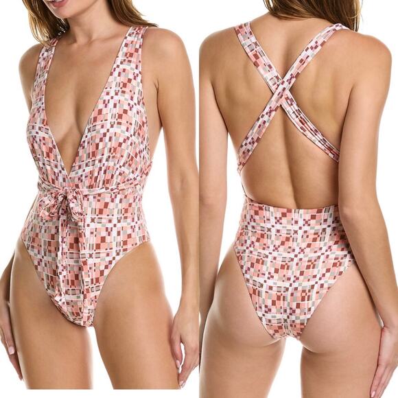 L*Space Allegra Convertible Ties One-Piece Swimsuit Bitsy Cut Women Large NWT - Picture 1 of 13